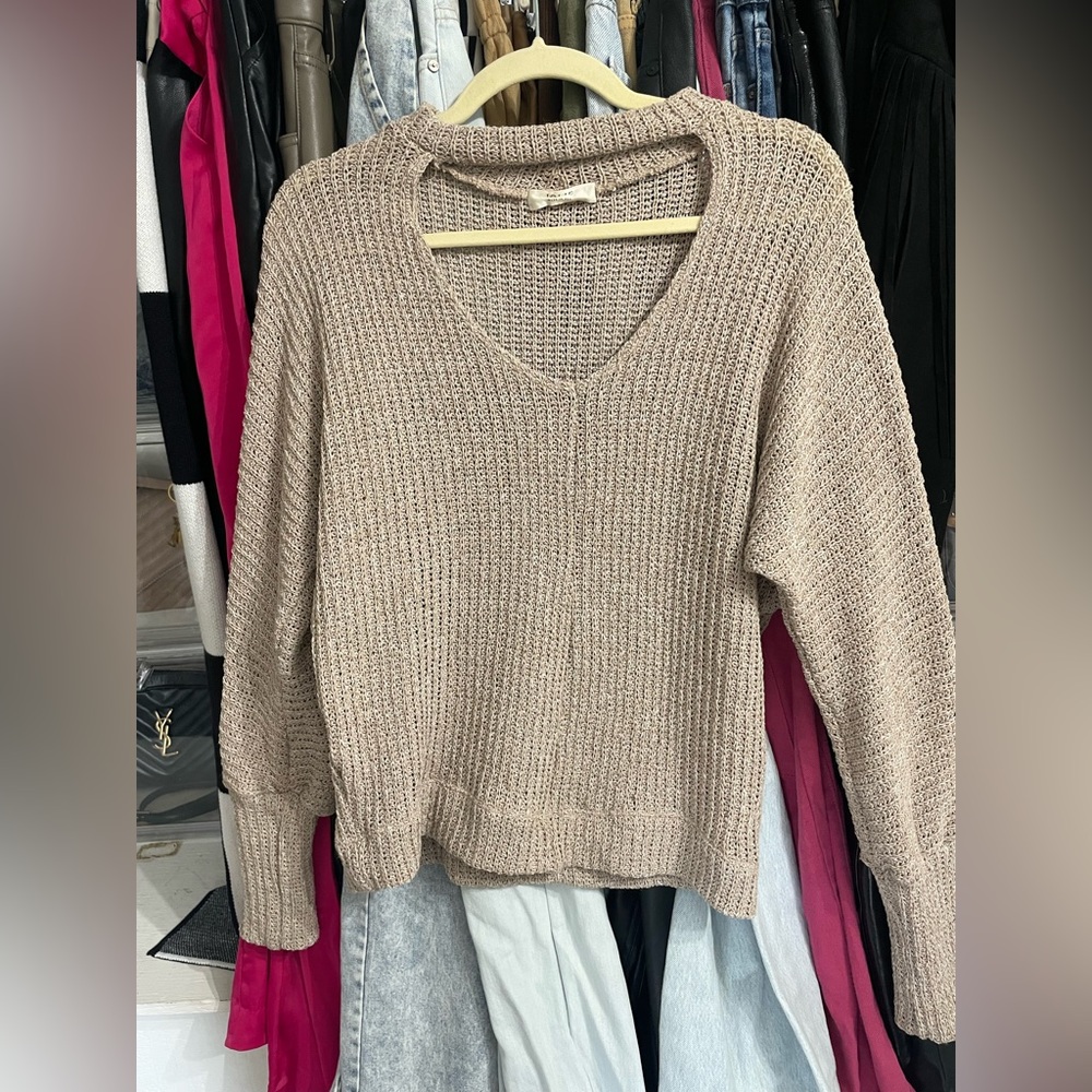 Jolie tan knit cutout sweater - size small